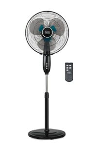 black+decker bfsd116b 16" oscillating dual-blade stand fan with remote, adjustable height, black