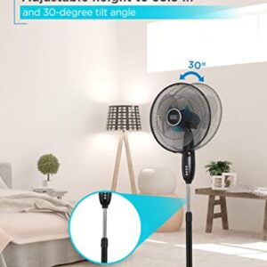 BLACK+DECKER BFSD116B 16" Oscillating Dual-Blade Stand Fan with Remote, Adjustable Height, Black