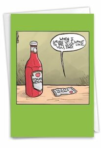 nobleworks - 1 funny birthday card cartoons - hilarious comic humor, notecard with envelope - ketchup dad c7290bfg