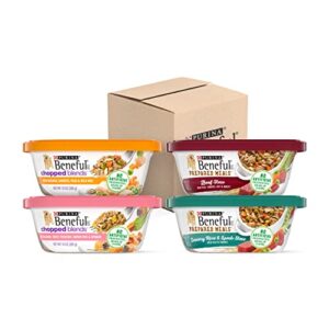 beneful purina high protein wet dog food variety pack, prepared meals & chopped blends - (16) 10 oz. tubs