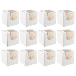 spec101 mini cupcake holders - 100 pk individual cupcake boxes with inserts, 2.5 inch to go cupcake containers, white
