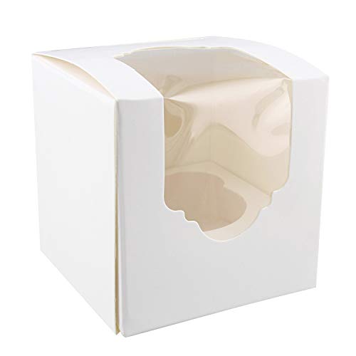 Spec101 Mini Cupcake Holders - 100 Pk Individual Cupcake Boxes with Inserts, 2.5 Inch To Go Cupcake Containers, White