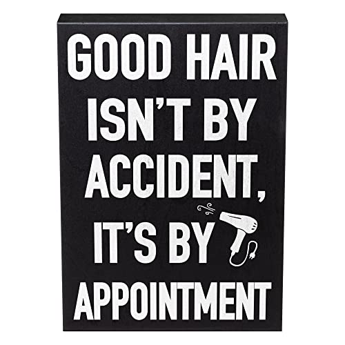 JennyGems Hairdresser Gifts, Good Hair Isn't By Accident It's By Appointment Wooden Sign, Gift for Hair Stylist, Shelf Decor and Wall Hanging, Made in USA