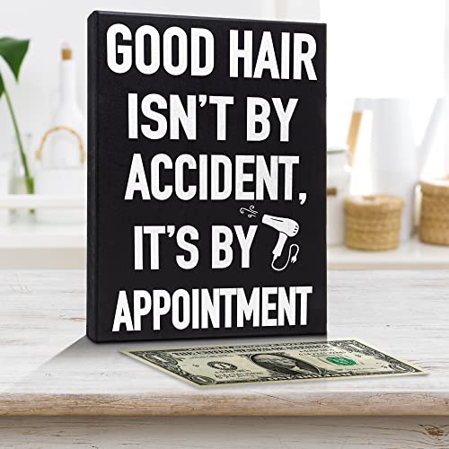 JennyGems Hairdresser Gifts, Good Hair Isn't By Accident It's By Appointment Wooden Sign, Gift for Hair Stylist, Shelf Decor and Wall Hanging, Made in USA