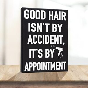 JennyGems Hairdresser Gifts, Good Hair Isn't By Accident It's By Appointment Wooden Sign, Gift for Hair Stylist, Shelf Decor and Wall Hanging, Made in USA