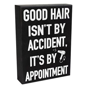 JennyGems Hairdresser Gifts, Good Hair Isn't By Accident It's By Appointment Wooden Sign, Gift for Hair Stylist, Shelf Decor and Wall Hanging, Made in USA