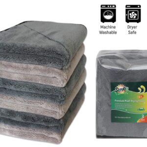 SCRUBIT 3 Pack Microfiber Cleaning Towels for Cars by Scrub it- Super Absorbent Plush Towel Quick car Drying, Non-Scratch, Double Layer wash Cloth to Clean and Shine Your Vehicle