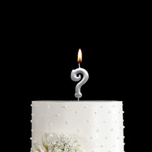 MAGJUCHE Silver Question Mark Birthday Numeral Candle, Cake Topper Candles Party Decoration for Women or Men