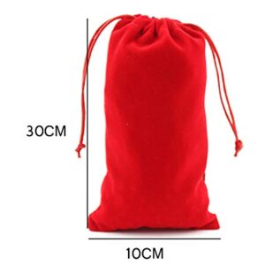 6PCS Red Dust-Proof Drawstring Storage Pouch Bag Reusable Flannel Drawstring Bags Shoe Gifts Jewelry Clothes Storage Pouches Space Saver Organizer For Travel Household (12 x 4 inch, Not Washable)