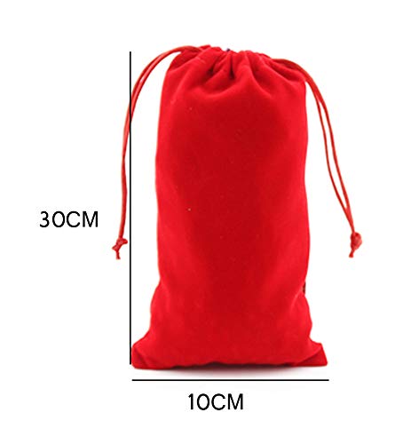 6PCS Red Dust-Proof Drawstring Storage Pouch Bag Reusable Flannel Drawstring Bags Shoe Gifts Jewelry Clothes Storage Pouches Space Saver Organizer For Travel Household (12 x 4 inch, Not Washable)