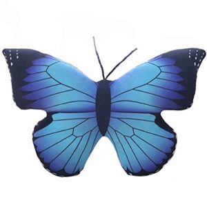 bibitime 15" x 11" colorful blue stuffed butterfly pillow plush decorative ornament for home bed living room car chair girlfriend