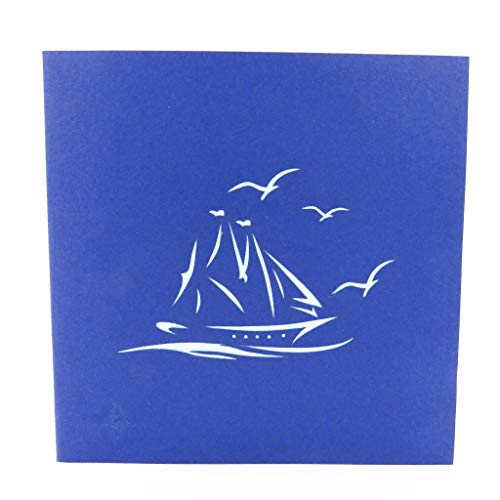 Clipper Ship 3D Pop Up Greeting Card - Sailboat, Ocean, Happy Birthday, Just Because, Special Days, Retirement, Graduation, Friendship,Anniversary Card, Unique Gifts For Men, Women | Pop Card Express (Clipper Ship Pop Up Card)