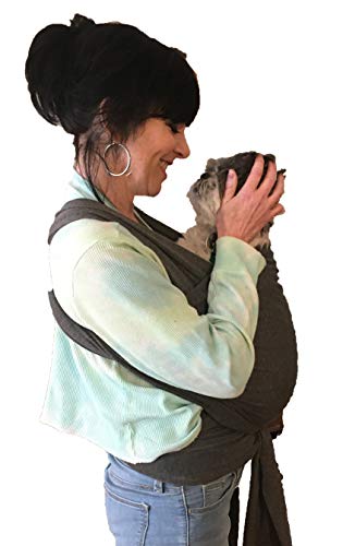 Puppy Pouch Pet Carrier Sling | Front | Adjustable Hands Free Front Facing Dog Pouch | Relieves Your Pet's Anxiety and Stress (Dark Grey)