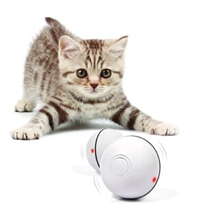 YOFUN Smart Interactive Cat Toy - Newest Version 360 Degree Self Rotating Ball, USB Rechargeable Wicked Ball, Build-in Spinning Led Light, Stiulate Hunting Instinct for Your Kitty (White)