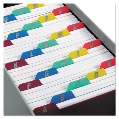 1InTheOffice Index Card Box 5x8 inch, Index Card Holder 5x8 400 Capacity & Index Card Guide Set, A-Z, 1/5 Tab,