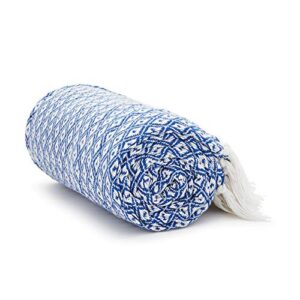americanflat 100% cotton throw blanket for couch - 50x60 blue and white throw blanket for bed, sofa, or chair - machine washable, all seasons neutral lightweight blanket indoor or outdoor use
