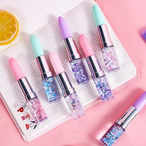 Kawaii Lipstick Gel Pen Creative Oil Quicksand Colorful Cute Stationary 0.5mm Signature Pens Black Ink Office School Supplies