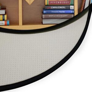 ALAZA Bookshelf Library Back to School Round Area Rug for Living Room Bedroom 3' Diameter(92 cm)