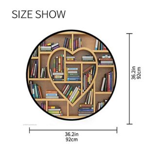 ALAZA Bookshelf Library Back to School Round Area Rug for Living Room Bedroom 3' Diameter(92 cm)