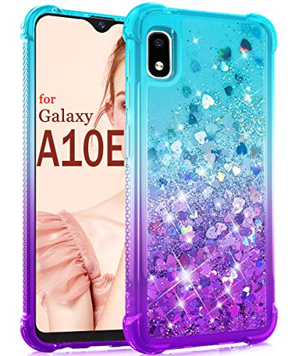 Dzxouui for Galaxy A10E Case,Samsung Galaxy A10E Case,TPU Protective Cover for Girls and Women Glitter Bling Sparkle Cute Phone Case for Samsung Galaxy A10E(Teal/Purple)