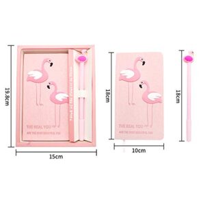 Flamingo Notebook Journal Gel Pen Set Trendy Flamingo Diary Notebook Pink Flamingo Gifts Set for School Office Supplies Girls Kids Birthday Gift