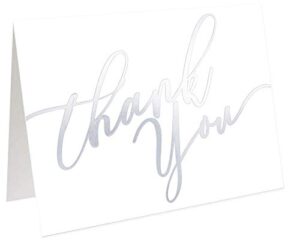 60 pack silver thank you cards -elegant greeting cards with ‘’thank you’’ embossed in silver letters -baby shower, bridal, wedding thank you cards -include 60 envelope - 3.75'' x 5'' inch