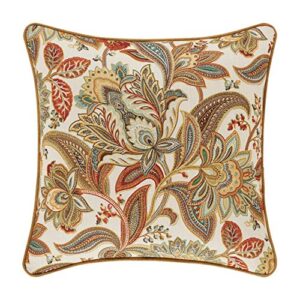 five queens court august 18" square floral jacobean decorative throw pillow, multi spice color, 18x18