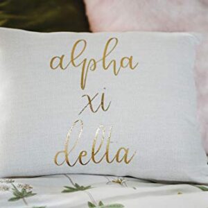 Sorority Shop Alpha Xi Delta Pillow – Gold Script Design, 12" x 16" Lumbar Pillow Sorority