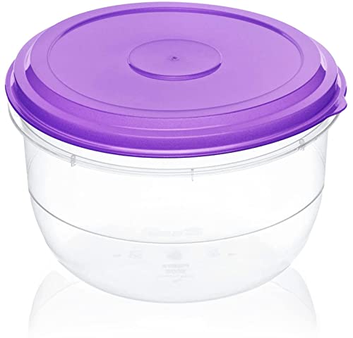 DecorRack Food Storage Container, 5.5 Quarts, BPA Free- Plastic, Food Grade Safe, Heavy Duty Dry Storage Containers, Round Large Food Container Bowl with Airtight Lid (1 Pack)