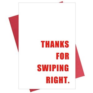 boyfriend anniversary card, unique cyber-love greeting card, swipe right online dating card for him