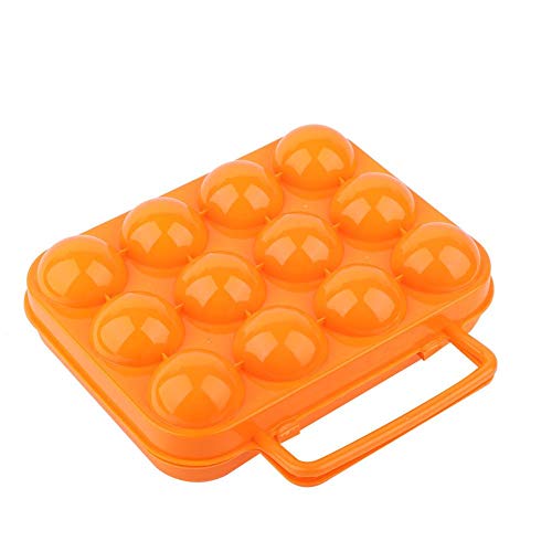 Egg Holder with Dust Proof & Double Side Plastic Storage Box Buckle for Protecting 12 Eggs(Orange)