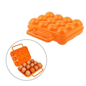 Egg Holder with Dust Proof & Double Side Plastic Storage Box Buckle for Protecting 12 Eggs(Orange)