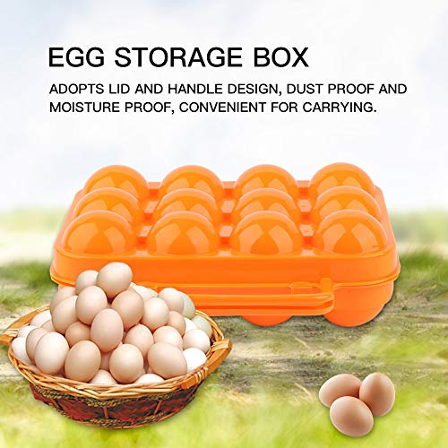 Egg Holder with Dust Proof & Double Side Plastic Storage Box Buckle for Protecting 12 Eggs(Orange)