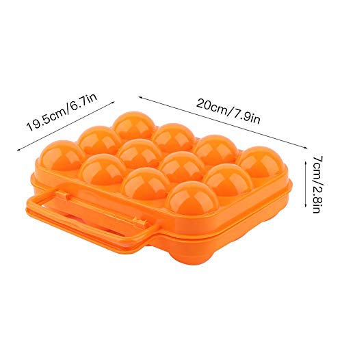 Egg Holder with Dust Proof & Double Side Plastic Storage Box Buckle for Protecting 12 Eggs(Orange)