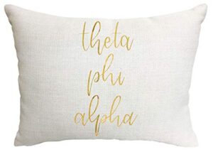 sorority shop theta phi alpha pillow – gold script design, 12" x 16" lumbar pillow sorority