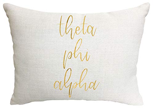 Sorority Shop Theta Phi Alpha Pillow – Gold Script Design, 12" x 16" Lumbar Pillow Sorority