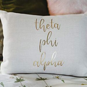 Sorority Shop Theta Phi Alpha Pillow – Gold Script Design, 12" x 16" Lumbar Pillow Sorority