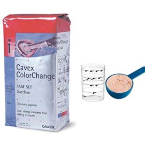 Cavex ColorChange Dental Alginate - Fast Set 500 Grams with Scoop and Measuring Cup