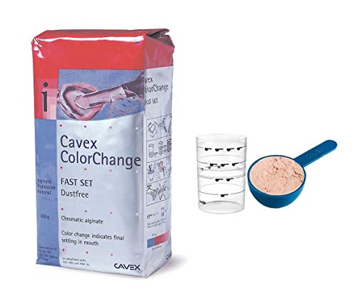 Cavex ColorChange Dental Alginate - Fast Set 500 Grams with Scoop and Measuring Cup