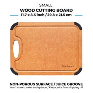 Cutting Board for Kitchen, Wood Cutting Board with Juice Grooves, Dishwasher Safe, Non-Porous, BPA Free, Small Cutting Board, 11.7 x 8.5-inch, Natural Slate