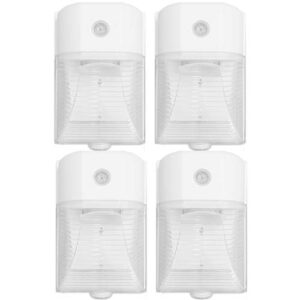 26w 3000lm led wall pack light, 100-277vac 5000k daylight, photocell dusk to dawn wall pack, 150-250w mh/hps replacement, outdoor security lighting fixtures, clear lens (4-pack white)