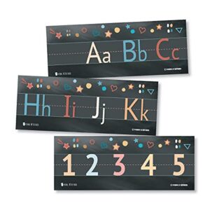 alphabet and numbers classroom wall line for teaching abcs black young n refined (glossy paper)