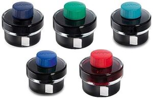 lamy ink refill color variety pack, black/blue, green, blue, turquoise and red 50ml each 5 inks total (lamy t52 variety bundle)