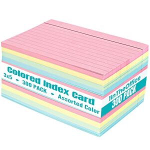 1intheoffice index cards 3 x 5 ruled pastel colored, assorted 300/pack
