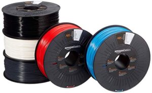 amazon basics abs 3d printer filament, 1.75mm, 5 assorted colors, 1 kg per spool, 5 spools