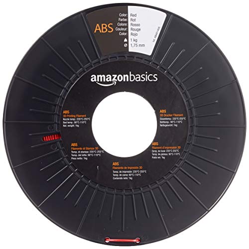 Amazon Basics ABS 3D Printer Filament, 1.75mm, 5 Assorted Colors, 1 kg per Spool, 5 Spools