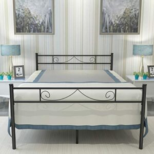 haageep metal platform full size bed frame with headboard and footboard 18 inch tall no box spring needed double bedframe storage