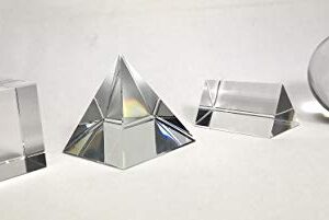 Amlong Crystal K9 Optical Crystal Photography Prism Set of 4 Pieces, 50mm Crystal Ball, 50mm Cube, 60mm Prism, 60mm Pyramid