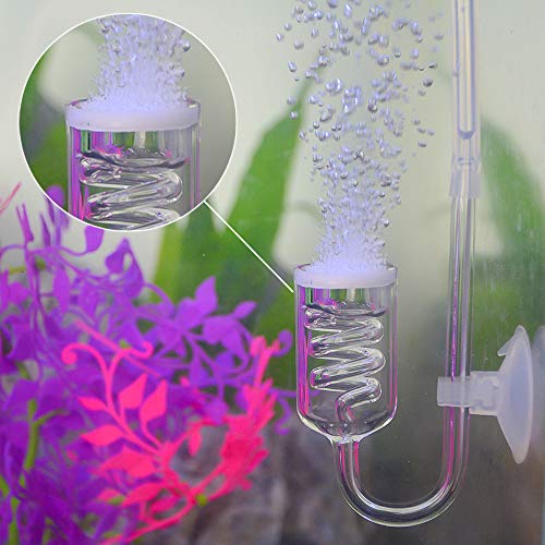 Senzeal Aquarium CO2 Diffuser Spiral Glass CO2 Diffuser Atomizer with Suction Cup for Fish Tank