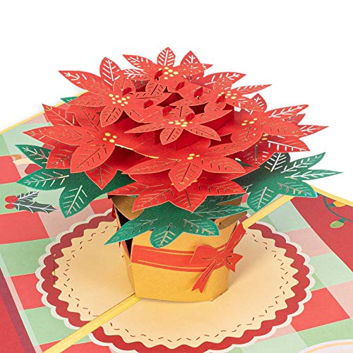 Paper Love Poinsettia Christmas Flower Pop Up Card, Handmade 3D Popup Greeting Cards for Christmas, Holiday, Xmas Gift | 5" x 7"